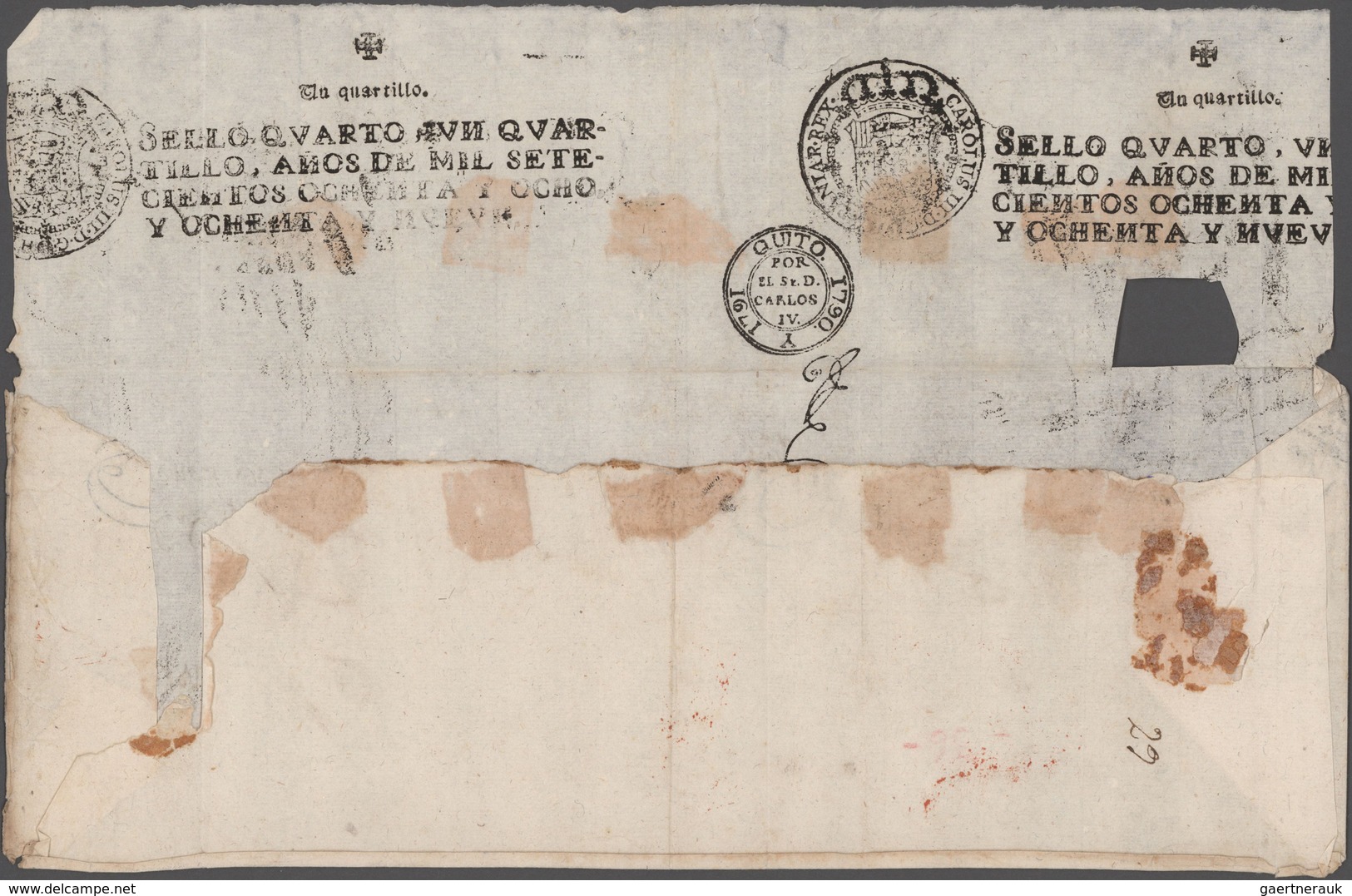 Ecuador: 1790's - Spanish Colonial Period: Document Sent From Quito To Cuenca Bearing "QUITO" Handst - Ecuador