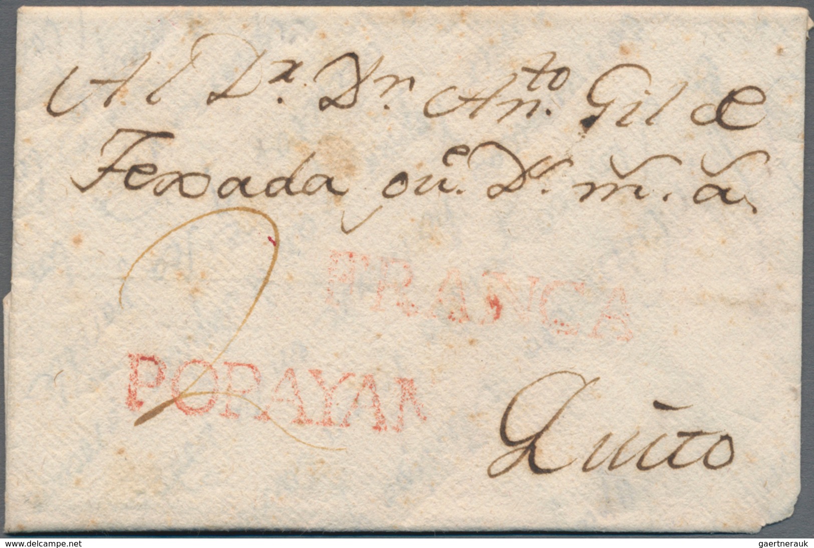 Ecuador: 1808 Spanish Colonial Period: Entire Letter From Popayan (New Granada) To Quinta Bearing St - Ecuador