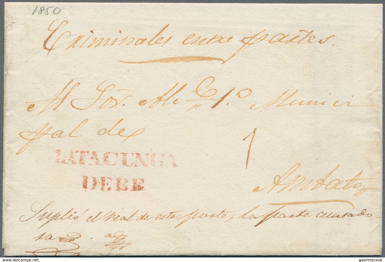 Ecuador: 1838-1850's LATACUNGA: Three Court Letters (parts) Used From Latacunga To Ambato(2) And Qui - Ecuador