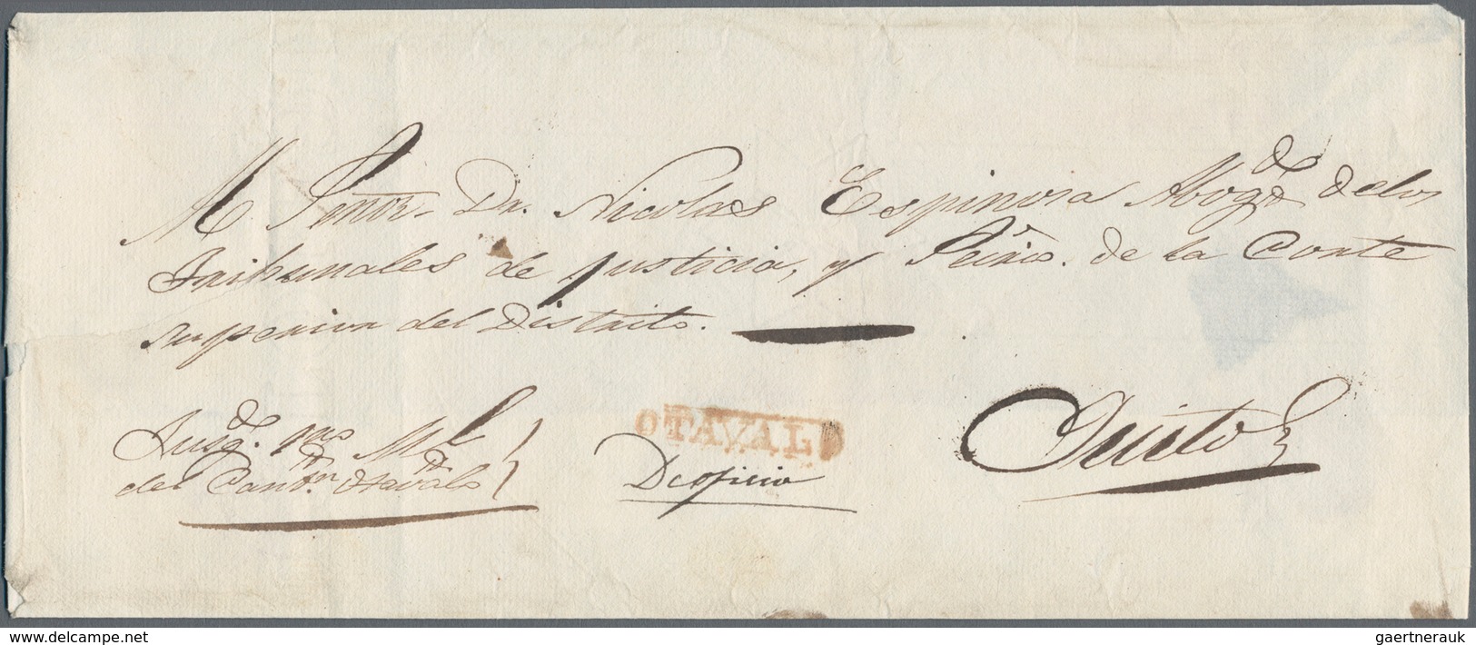 Ecuador: 1838/1850's OTAVALO: Three Covers/court Documents From Otavalo With Different Handstamps In - Ecuador