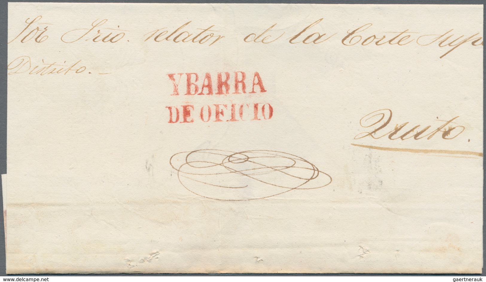 Ecuador: 1840's-50's Ca.: Five Covers From YBARRA To Quito With Four Different Ybarra Handstamps In - Ecuador