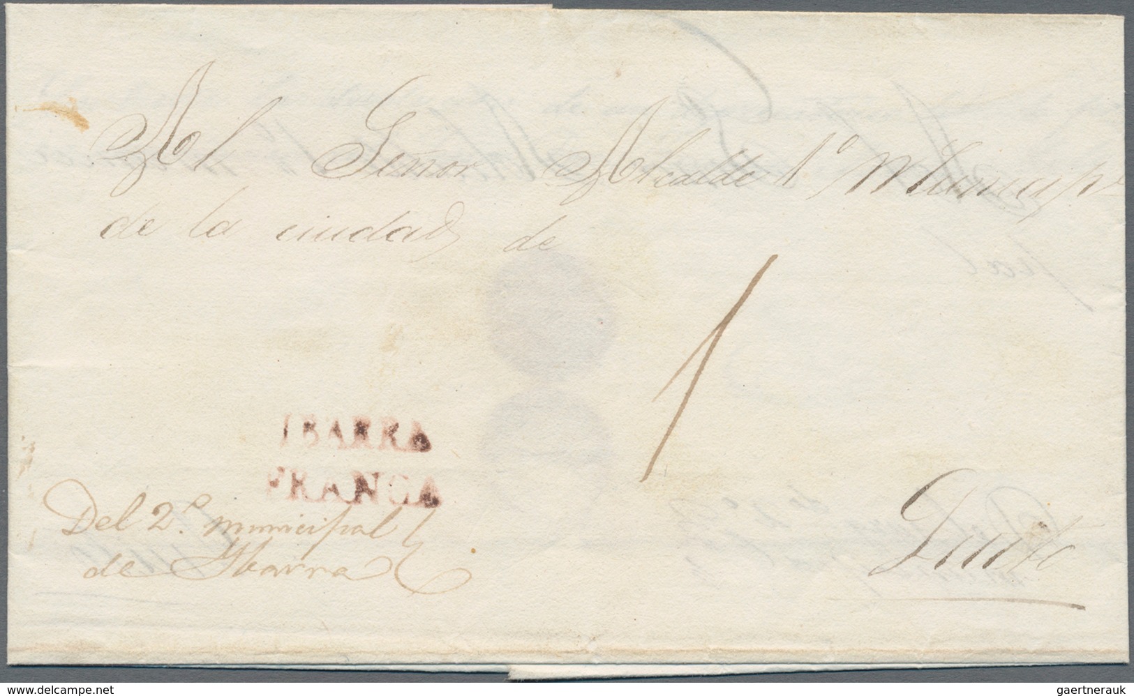 Ecuador: 1840's-50's Ca.: Five Covers From YBARRA To Quito With Four Different Ybarra Handstamps In - Ecuador