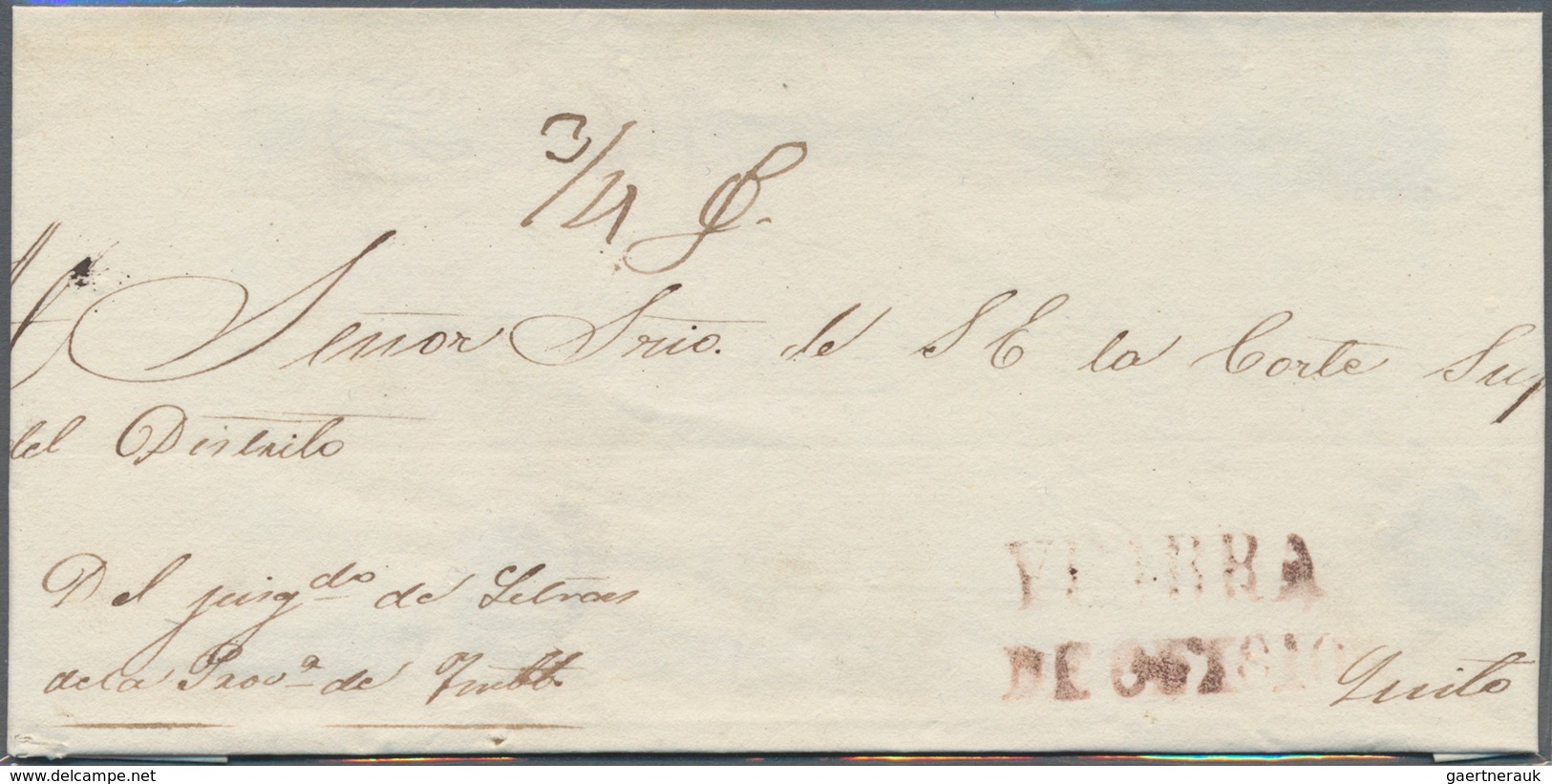 Ecuador: 1840's-50's ca.: Five covers from YBARRA to Quito with four different Ybarra handstamps in
