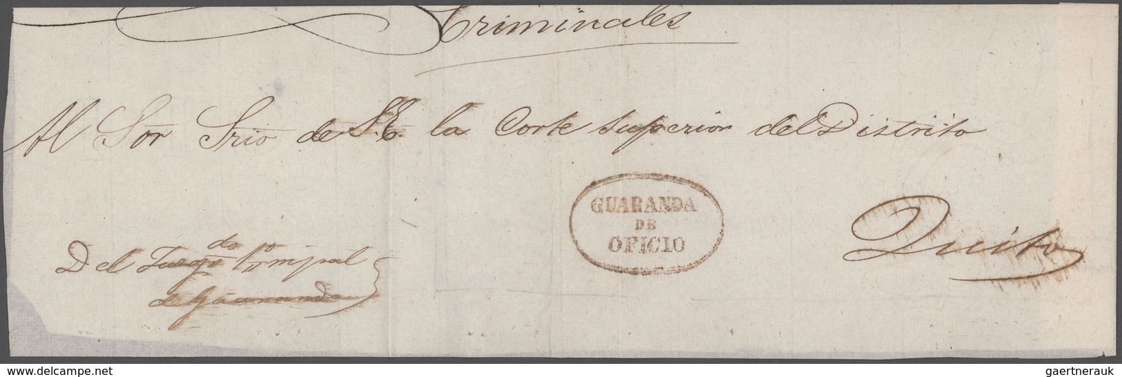 Ecuador: 1842/1857 GUARANDA: Two Court Covers From Guaranda To Quito, One Sent 1842 And Bearing Two- - Ecuador