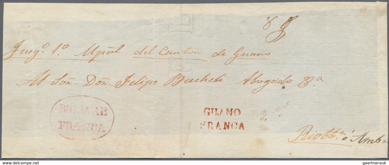 Ecuador: 1850's GUANO: Three Covers From Guano With Different Guano Handstamps In Red, Including Two - Ecuador