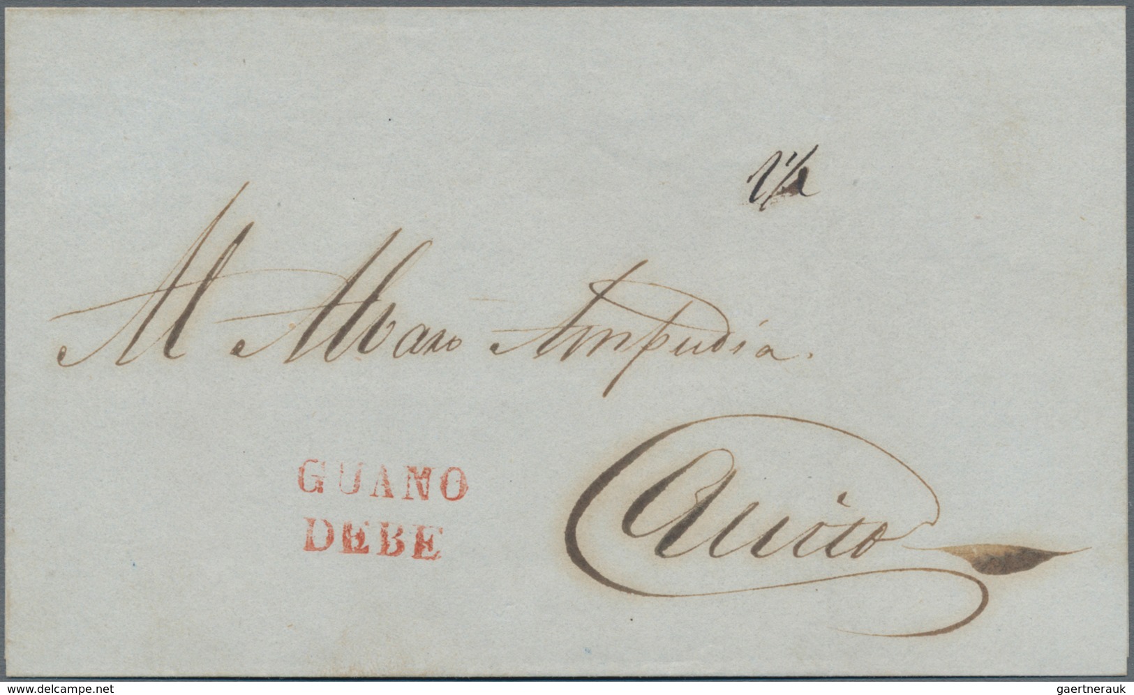 Ecuador: 1850's GUANO: Three Covers From Guano With Different Guano Handstamps In Red, Including Two - Ecuador