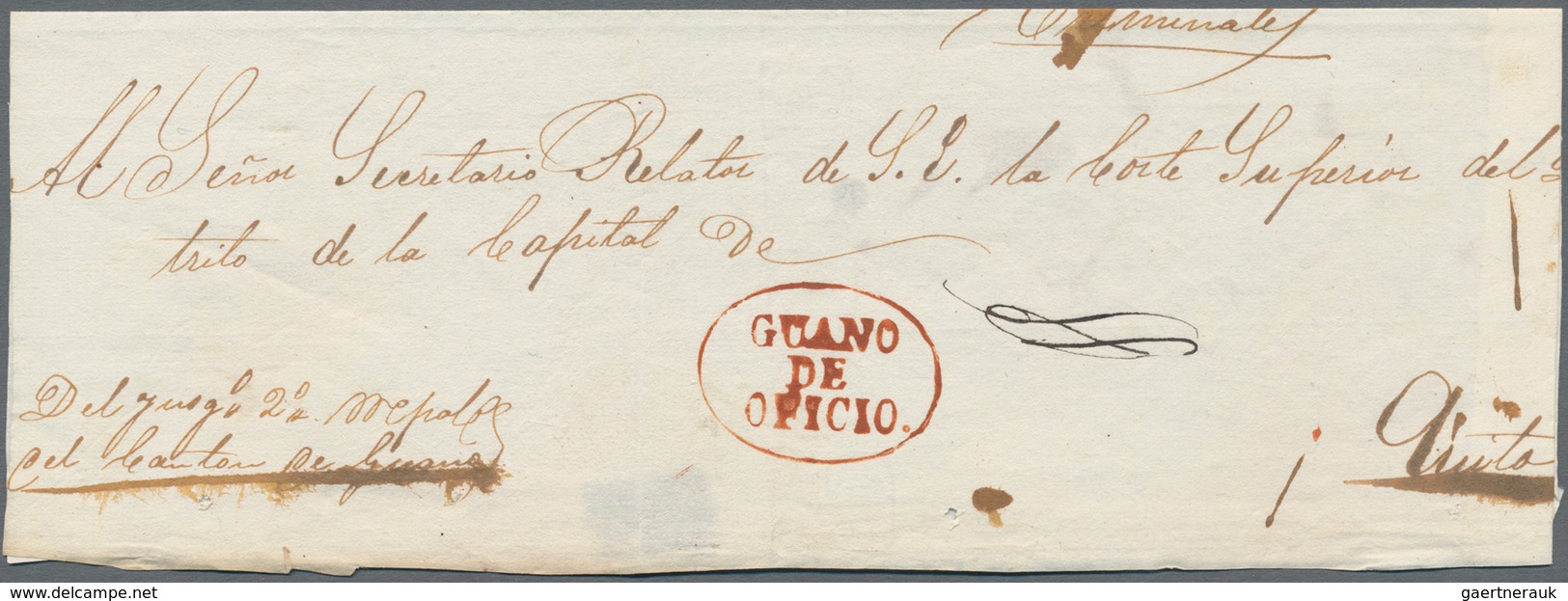 Ecuador: 1850's GUANO: Three Covers From Guano With Different Guano Handstamps In Red, Including Two - Ecuador