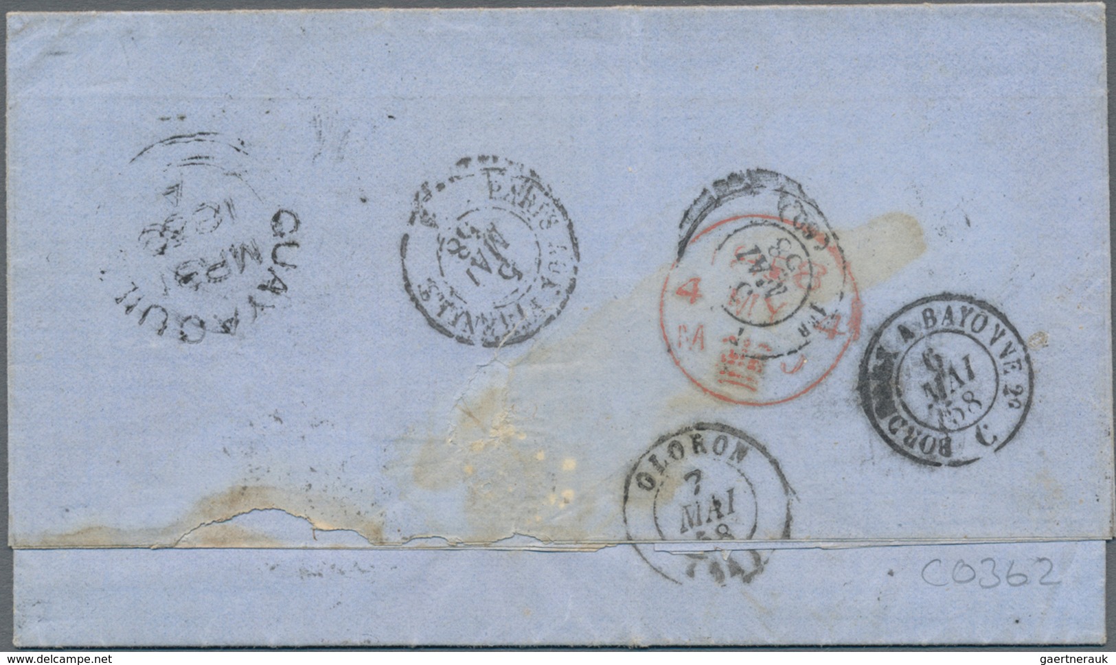 Ecuador: 1858 Entire From SANTA ELENA To Oloron(-Sainte-Marie) In The French Pyrenees, Sent Via Lond - Ecuador