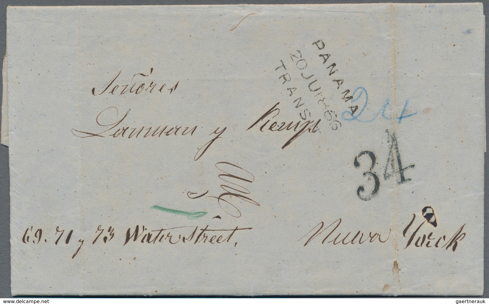 Ecuador: 1866 Entire Letter From Guayaquil To New York Via Panama, With "GUAYAQUIL/JU 12/1866/A" Des - Ecuador