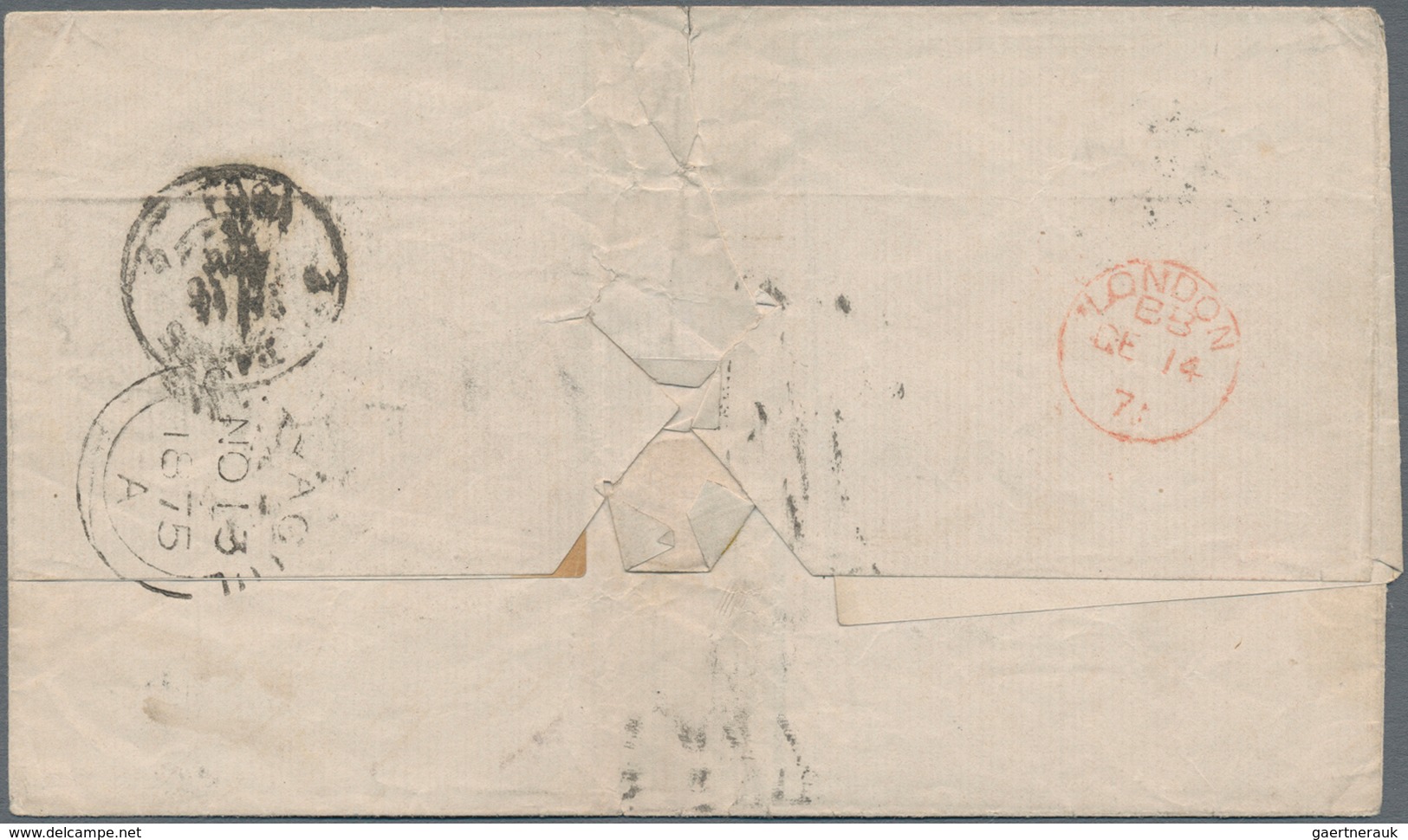 Ecuador: 1875 Folded Cover From Guayaquil To Paris Via Panama, London And Calais, With '13. Nov. 75' - Ecuador