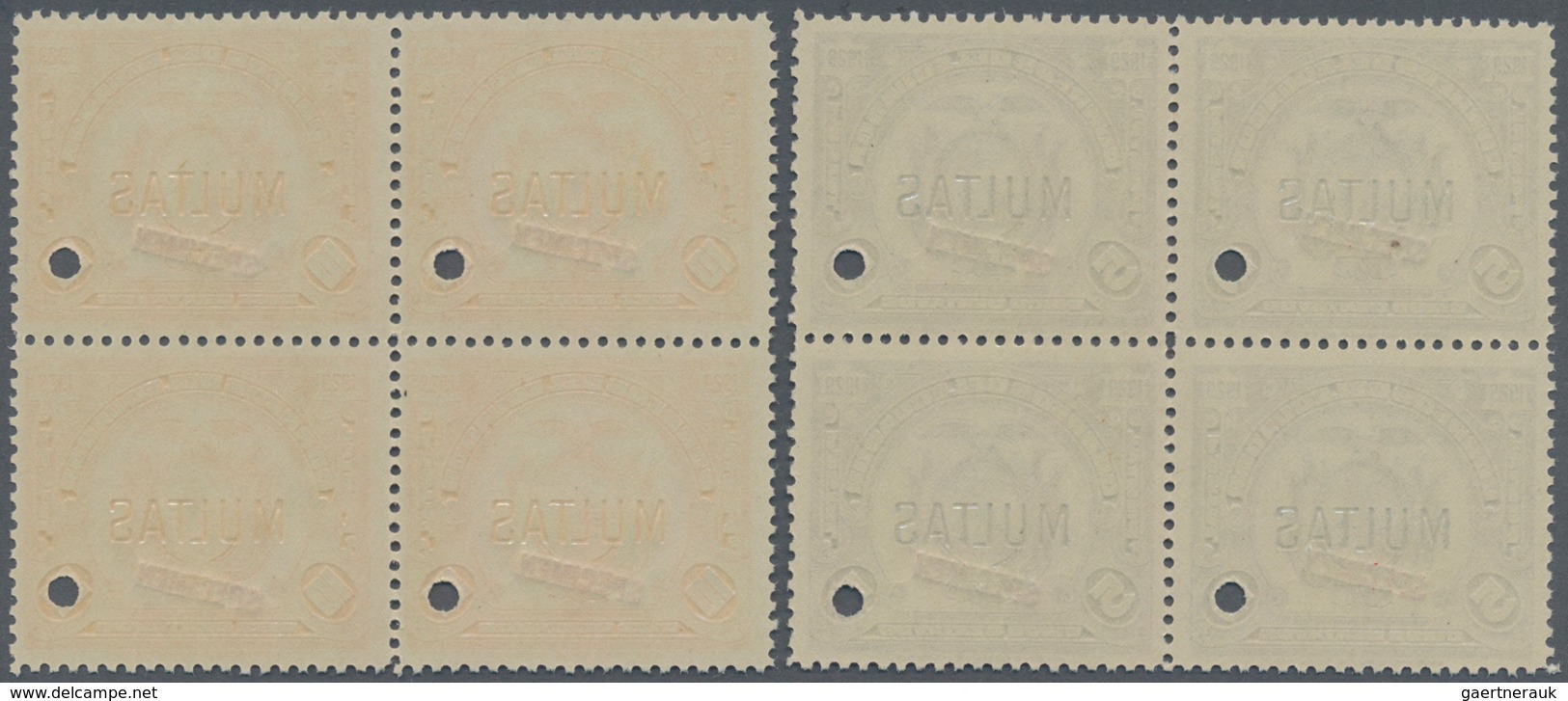 Ecuador - Portomarken: 1929, Postage Dues 'Coat Of Arms' 5c. Blue And 10c. Yellow Blocks Of Four Wit - Ecuador