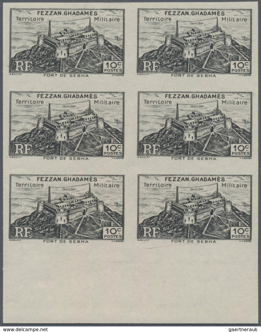Fezzan: 1946, definitives complete set of 15 (Fort Sebha, Mosque Mursuk, map of Fezzan and camel rid