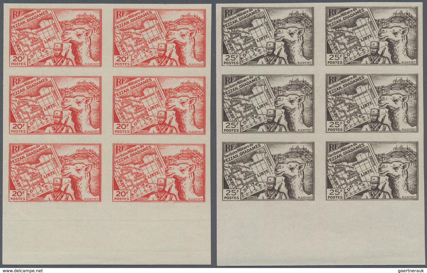 Fezzan: 1946, definitives complete set of 15 (Fort Sebha, Mosque Mursuk, map of Fezzan and camel rid