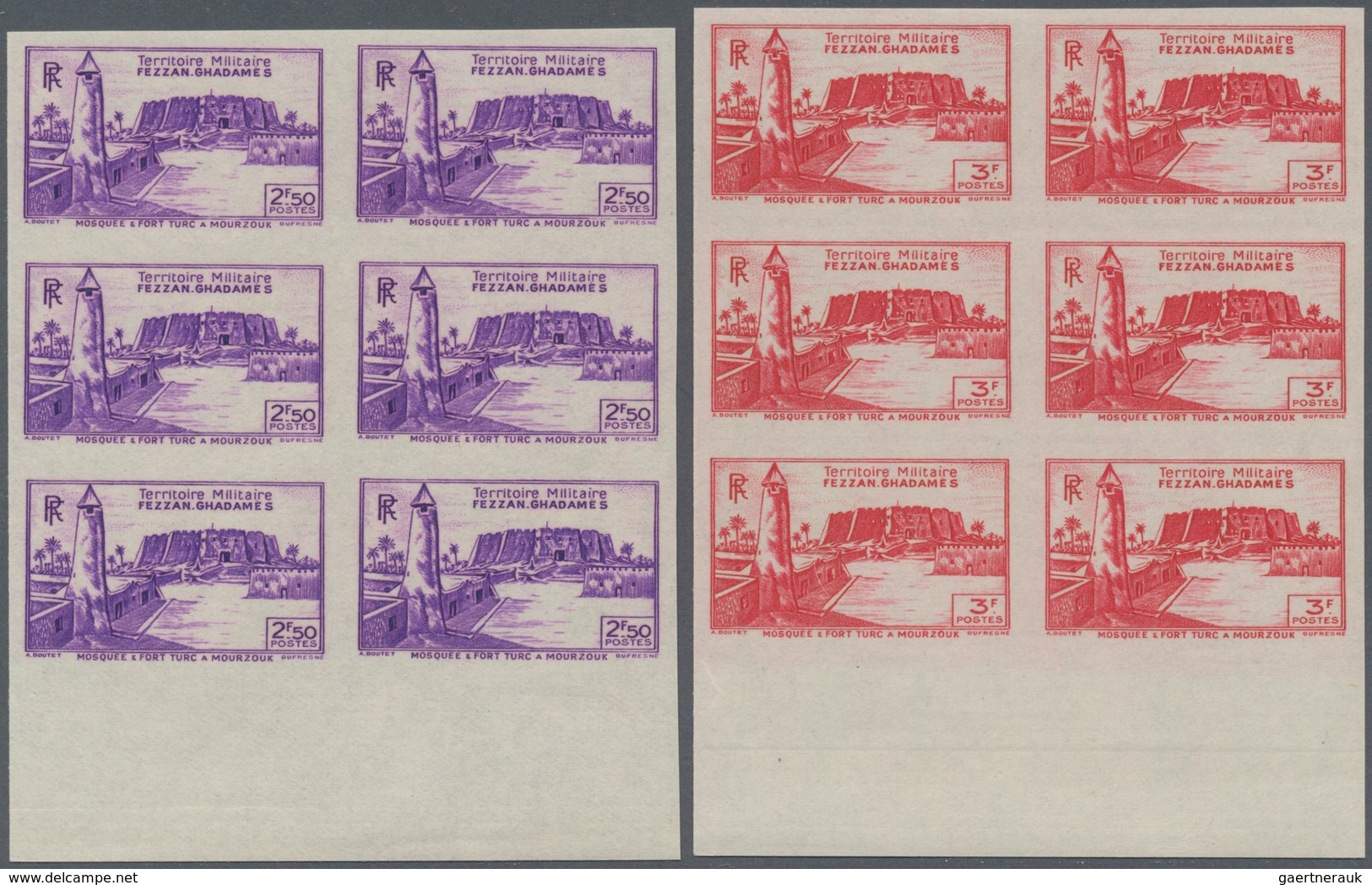 Fezzan: 1946, definitives complete set of 15 (Fort Sebha, Mosque Mursuk, map of Fezzan and camel rid