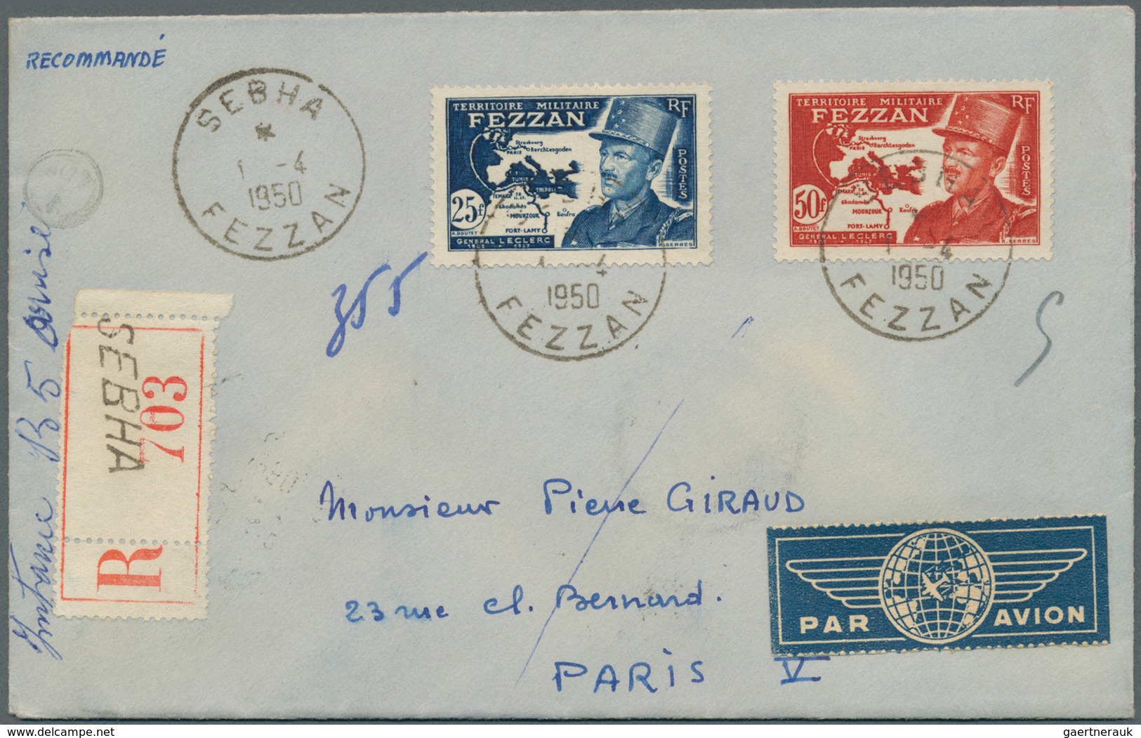 Fezzan: 1949, Definitives Pictorials/Officers, 1fr. To 50fr., Complete Set Of Eleven Values On Two R - Covers & Documents