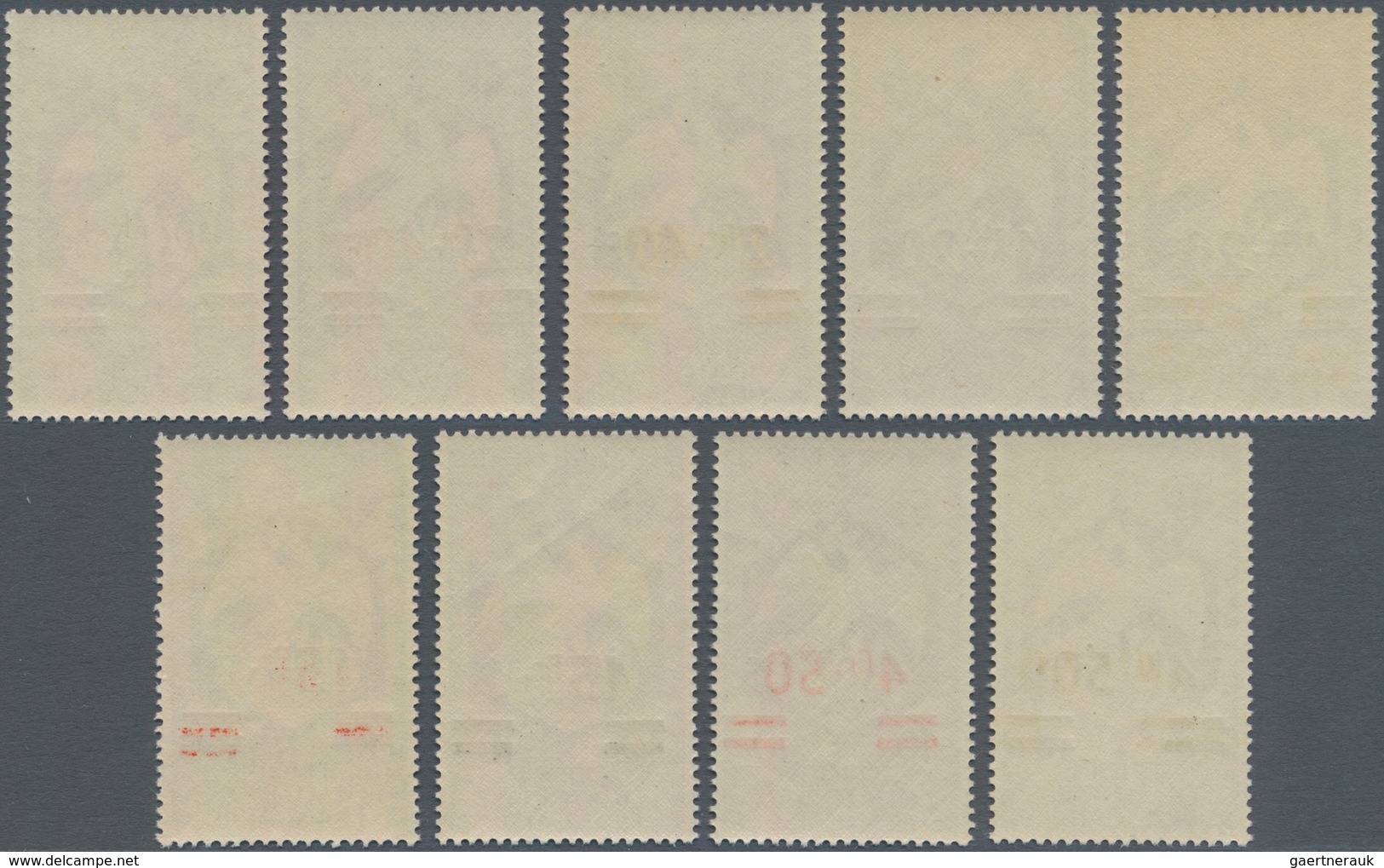 Französisch-Äquatorialafrika: 1945, Revaluation Overprints, Nine Overprint Proofs On 1941 10c. Grey- - Covers & Documents