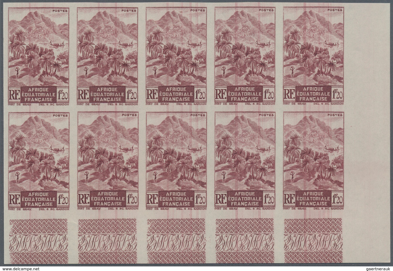 Französisch-Äquatorialafrika: 1947, definitive issue (Rhinoceros, jungle, mountains and native peopl