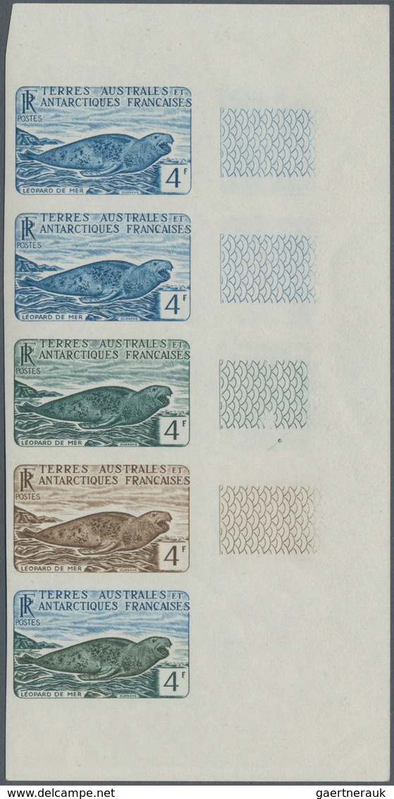 Französische Gebiete In Der Antarktis: 1960, 4fr. Leopard Seal, Imperforate Colour Proof, Marginal S - Covers & Documents