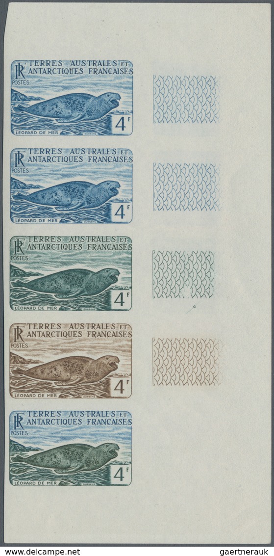 Französische Gebiete In Der Antarktis: 1960, 4fr. Leopard Seal, Imperforate Colour Proof, Marginal S - Briefe U. Dokumente