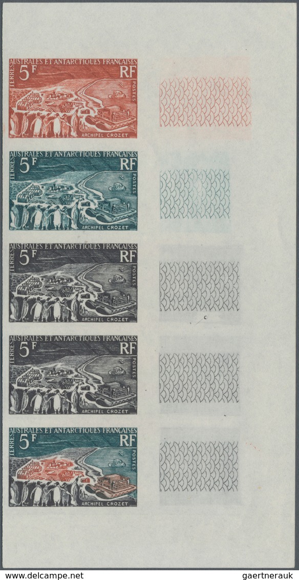 Französische Gebiete In Der Antarktis: 1963, 5fr. Crozet Archipel (Penguins), Imperforate Colour Pro - Covers & Documents