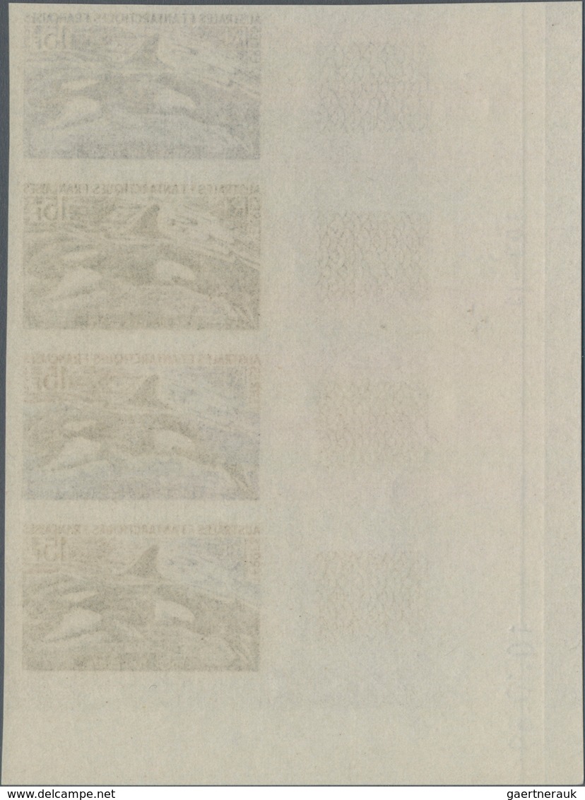 Französische Gebiete In Der Antarktis: 1969, 15fr. Orca, Imperforate Colour Proof, Marginal Strip Of - Covers & Documents