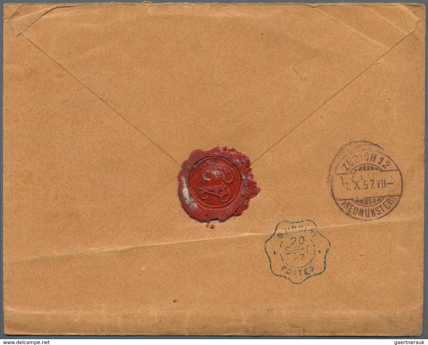 Französische Somaliküste: 1897, Combined Franking Ethiopia+French Somali Coast, Registered Cover Bea - Covers & Documents