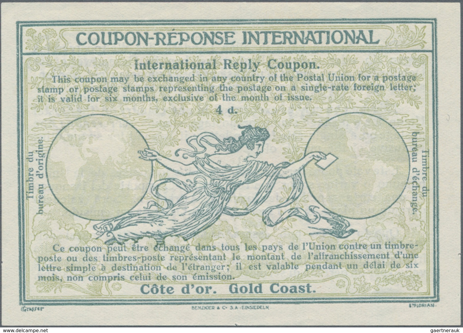 Goldküste: 1925. International Reply Coupon 4 D (Stockholm Type). Collector's Item From Archives! - Gold Coast (...-1957)