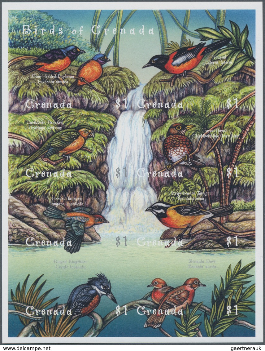 Grenada: 2000, Domestic Birds Complete IMPERFORATE Set Of Four From Right Or Left Margins, The Two I - Grenada (...-1974)