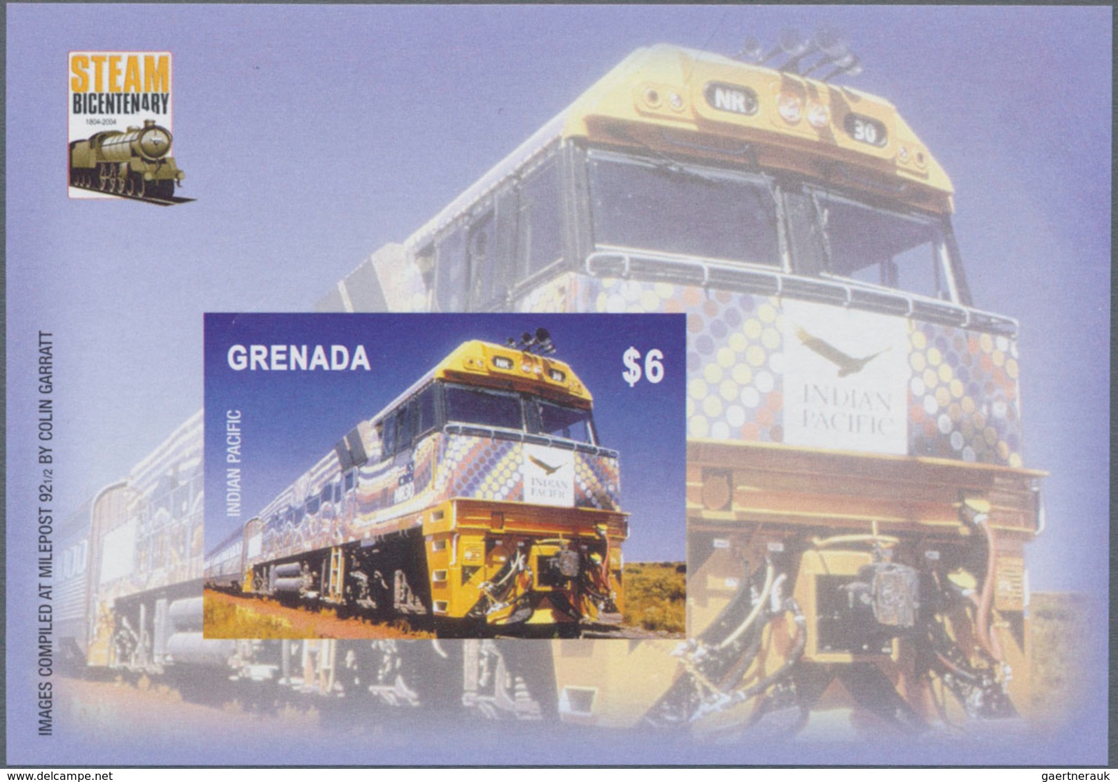 Grenada: 2004, 200 Years Of Steam Locomotives Complete Set Of Three IMPERFORATE Miniature Sheets, Mi - Grenada (...-1974)