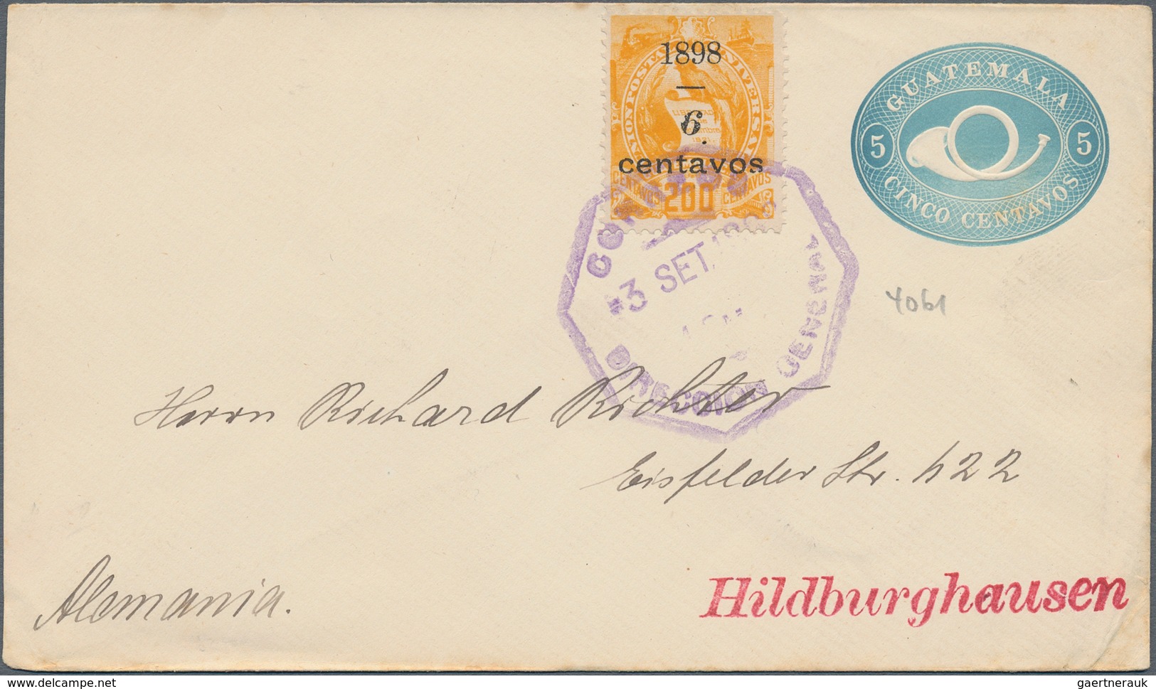 Guatemala - Ganzsachen: 1898/1900, One Postal Stationery Card 1 Centavo Brown On White Internal Used - Guatemala