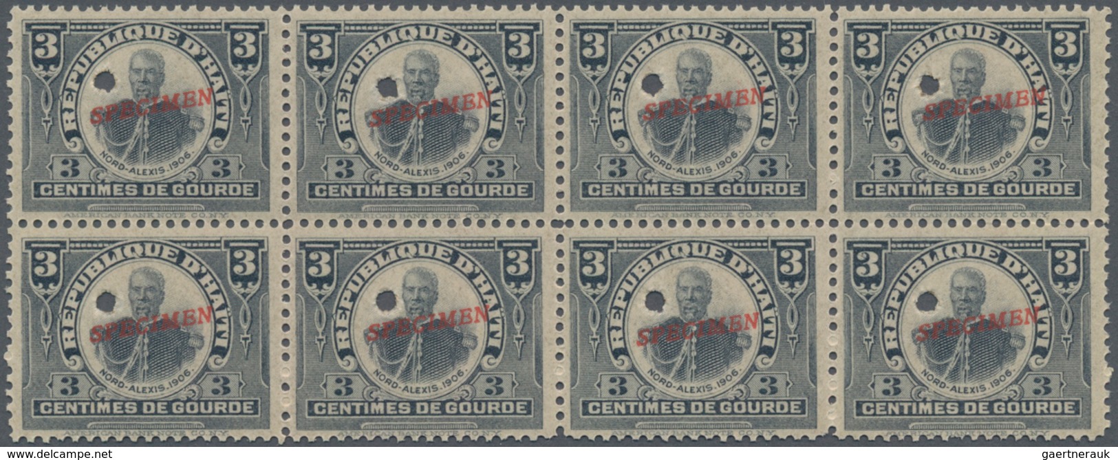 Haiti: 1906, Definitive Issue 3c. Grey-black 'President Nord-Alexis' With Punch Hole And Red Opt. SP - Haiti