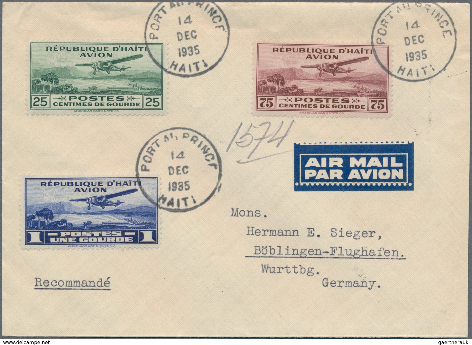 Haiti: 1935, Attractive Airmail Letter With Good Franking From Port Au Prince Via Miami And New York - Haiti