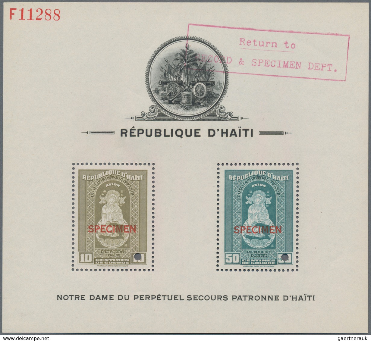 Haiti: 1942, The Virgin (Patroness Of Haiti) Complete Set Of Six Perf. Or Imperf. Miniature Sheets A - Haiti