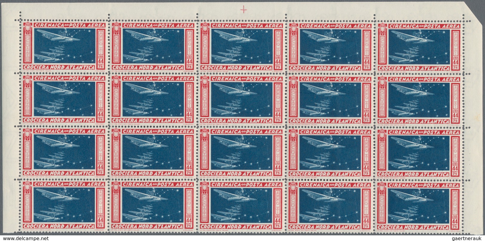 Italienisch-Cyrenaica: 1933, Airmails Squadron Flight, Both Values In Blocks Of 20 Stamps, Mint Neve - Cirenaica