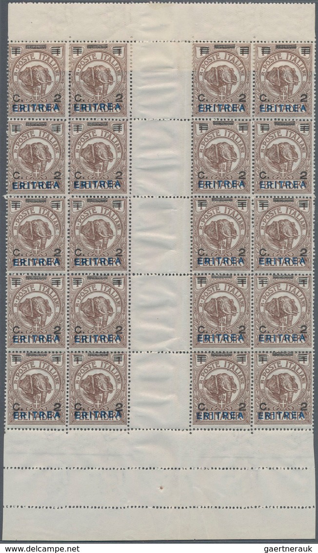 Italienisch-Eritrea: 1924, C 2 On 1 B Dark Brown Overprint On Michel-No. 10 Italian Somaliland, Vert - Eritrea
