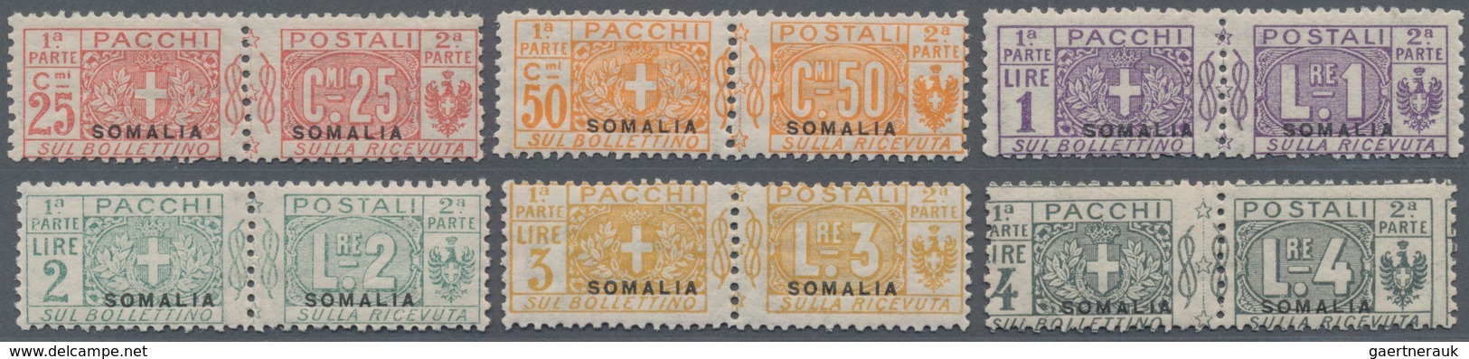 Italienisch-Somaliland - Paketmarken: 1923, Overprints "SOMALIA", 25c.-4l., Complete Set Of Six Valu - Somalie