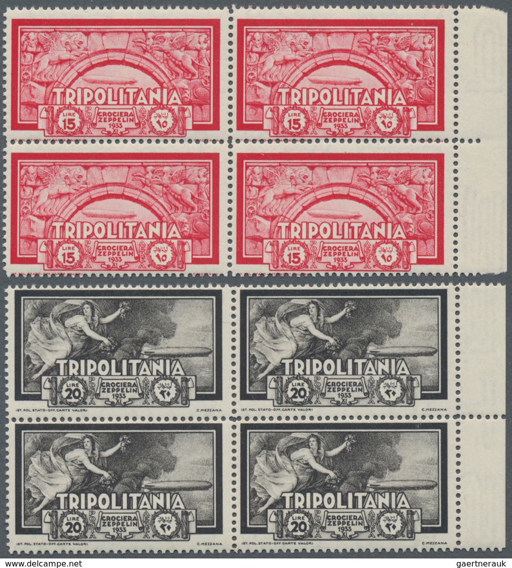 Italienisch-Tripolitanien: 1933, Airmails Zeppelin, 3l.-20l., Complete Set Of Four Values In Margina - Tripolitania