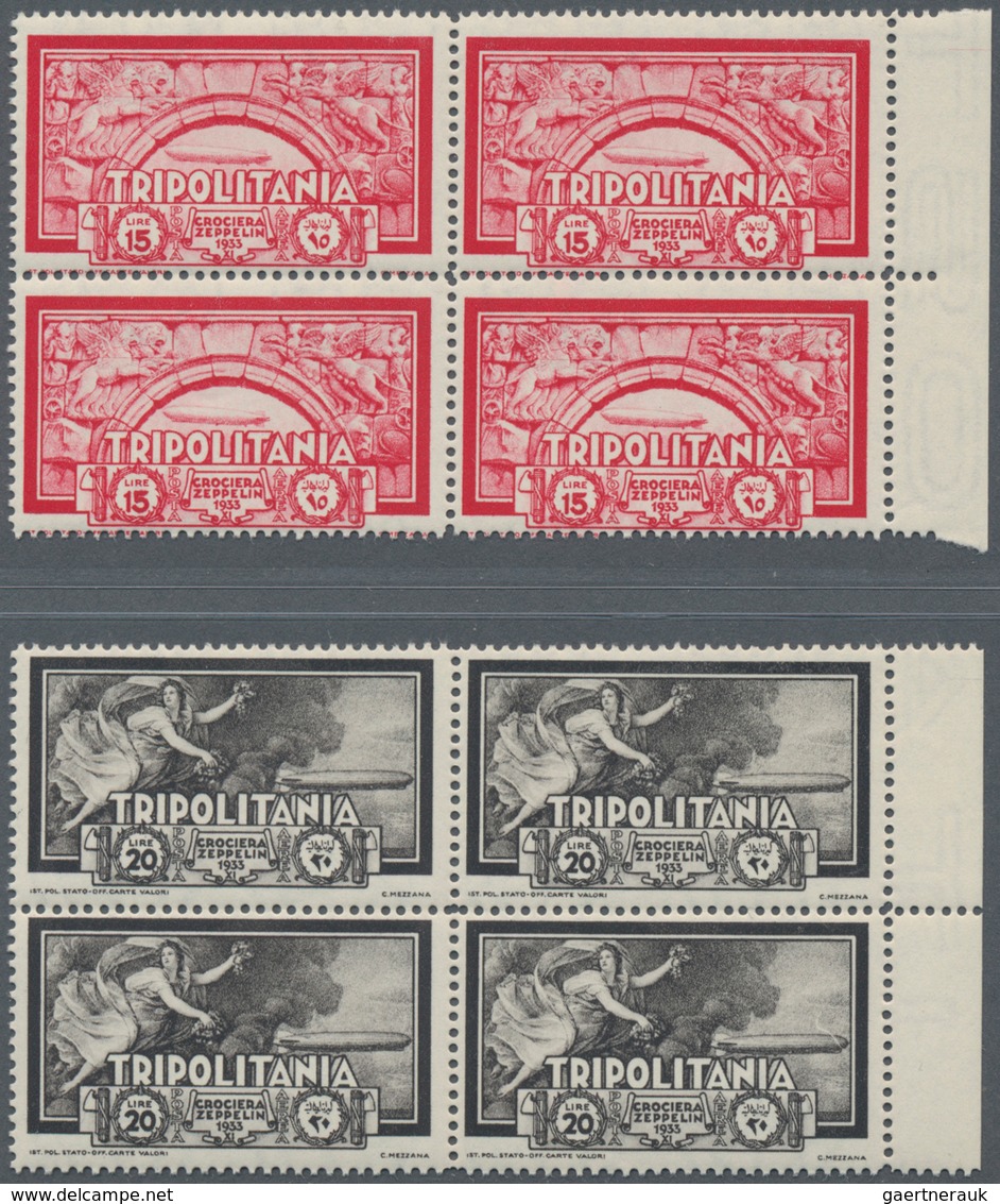 Italienisch-Tripolitanien: 1933, Airmails Zeppelin, 3l.-20l., Complete Set Of Four Values In Margina - Tripolitania