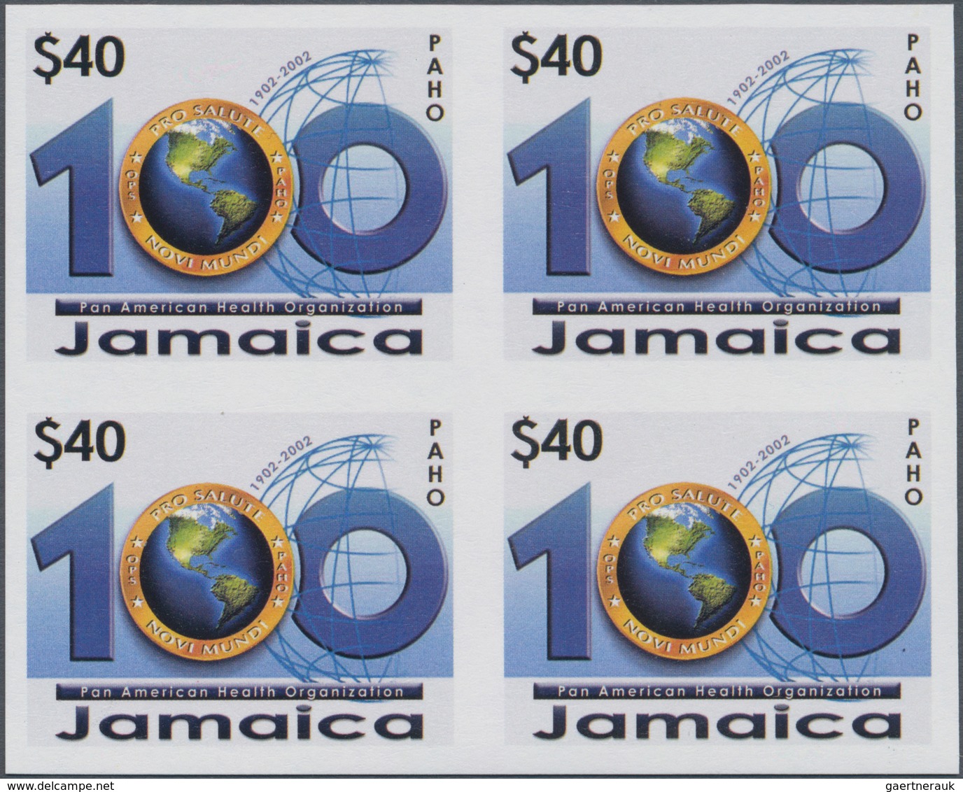 Jamaica: 2002. IMPERFORATE Block Of 4 For The Issue "100 Years Pan-American Health Organization (PAH - Jamaica (1962-...)