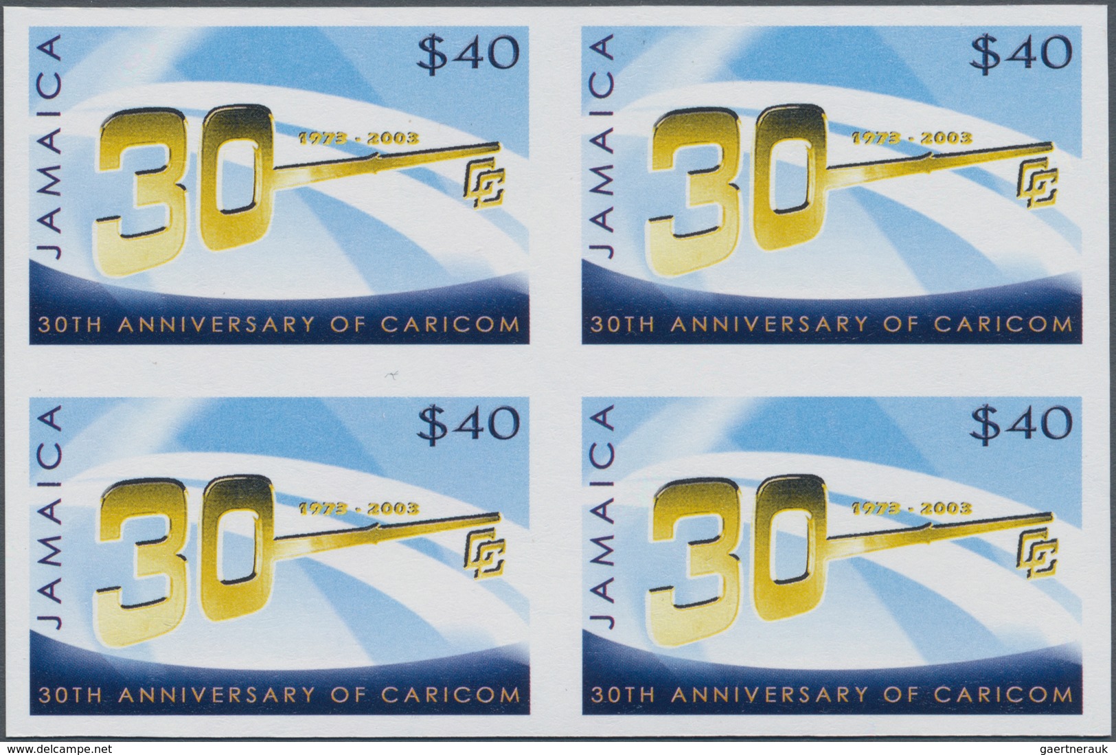 Jamaica: 2003. IMPERFORATE Block Of 4 For The Issue "30 Years Caribbean Community (CARICOM)". Mint, - Jamaica (1962-...)