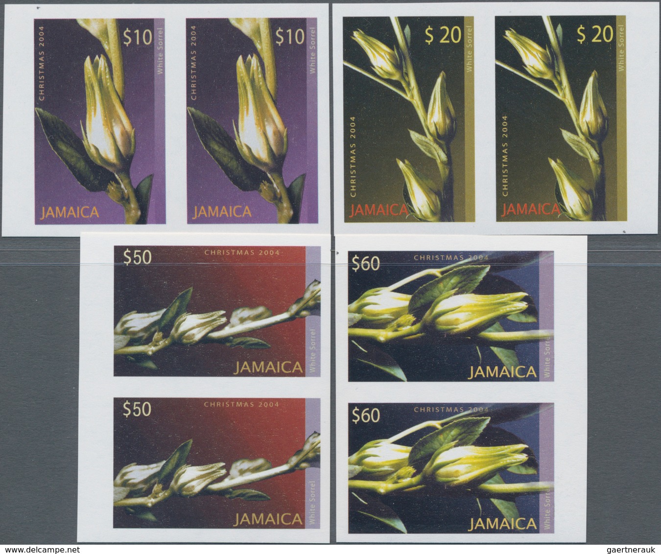 Jamaica: 2004, Christmas 'Mallow Buds' Complete Set Of Four In Horizontal Or Vertical IMPERFORATE Pa - Jamaica (1962-...)