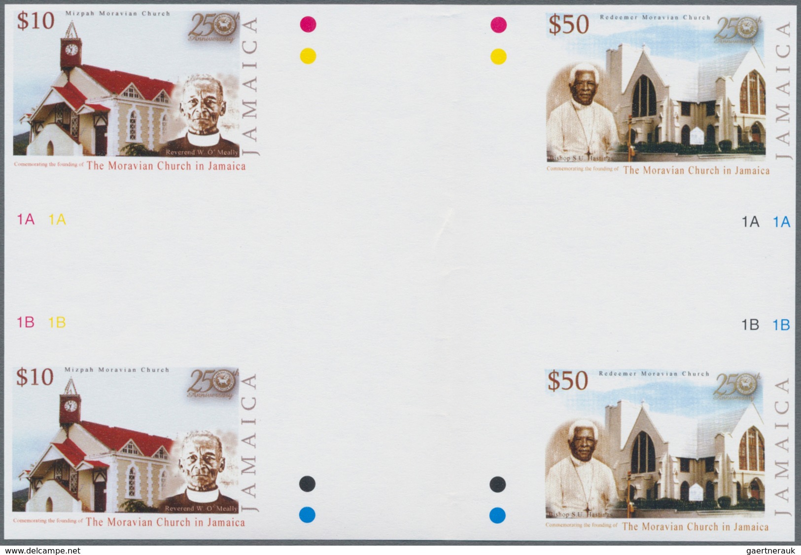 Jamaica: 2004, 250th Anniversary Of Moravian Church In Jamaica IMPERFORATE Block Of Four With Horiz. - Jamaica (1962-...)