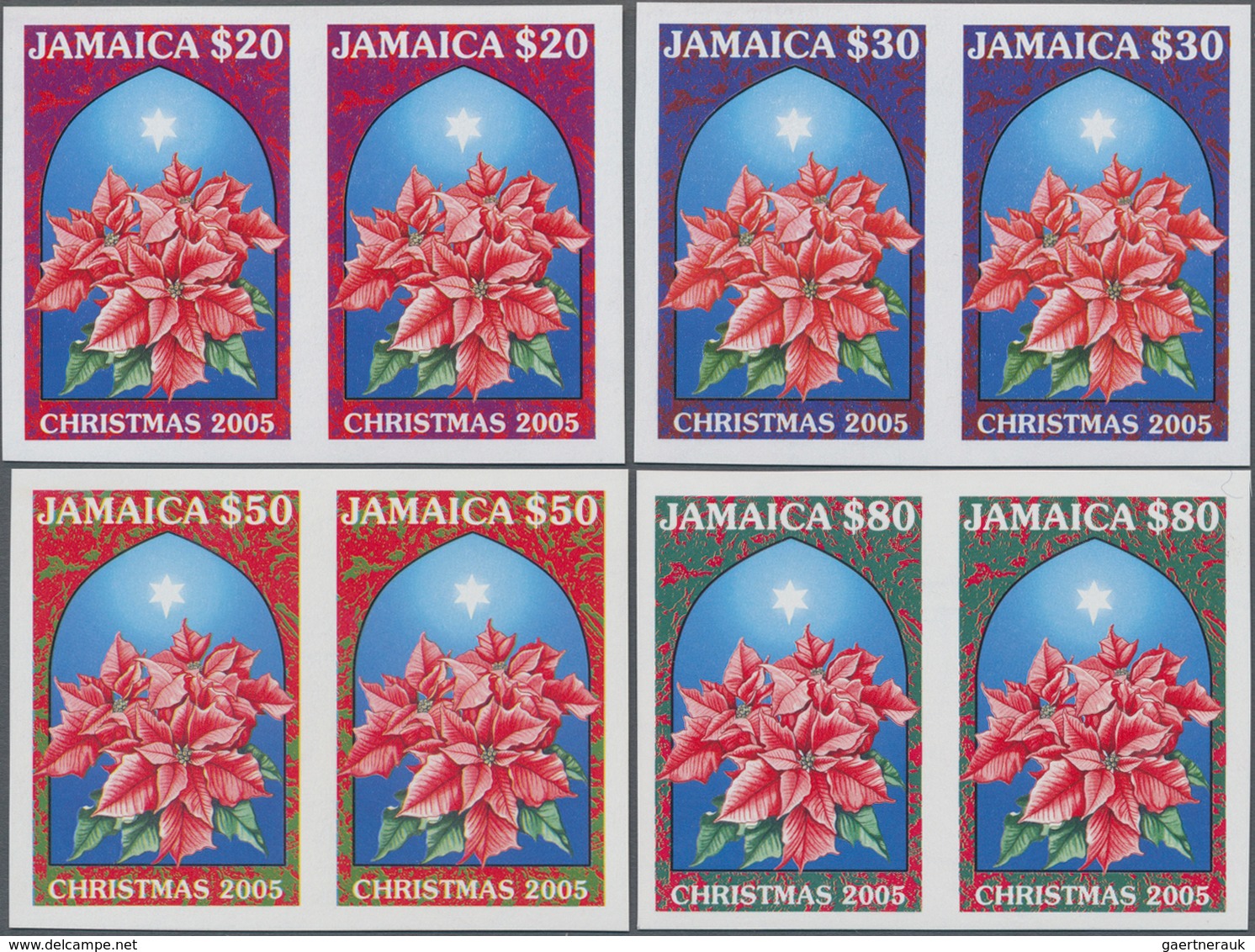 Jamaica: 2005, Christmas 'Poinsettia Plant' (Euphorbia Pulcherrima) Complete Set Of Four In Horizont - Jamaica (1962-...)