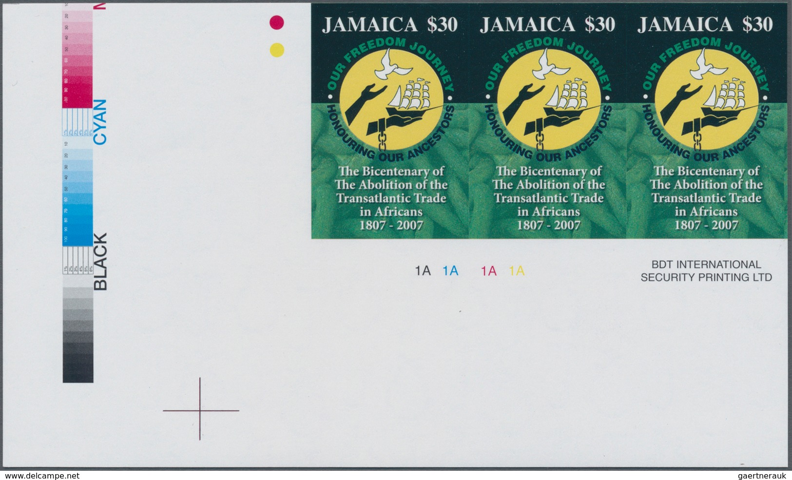 Jamaica: 2007, Bicentenary Of 'The Abolition Of The Transatlantic Trade In Africans' $30 In A Horizo - Jamaica (1962-...)