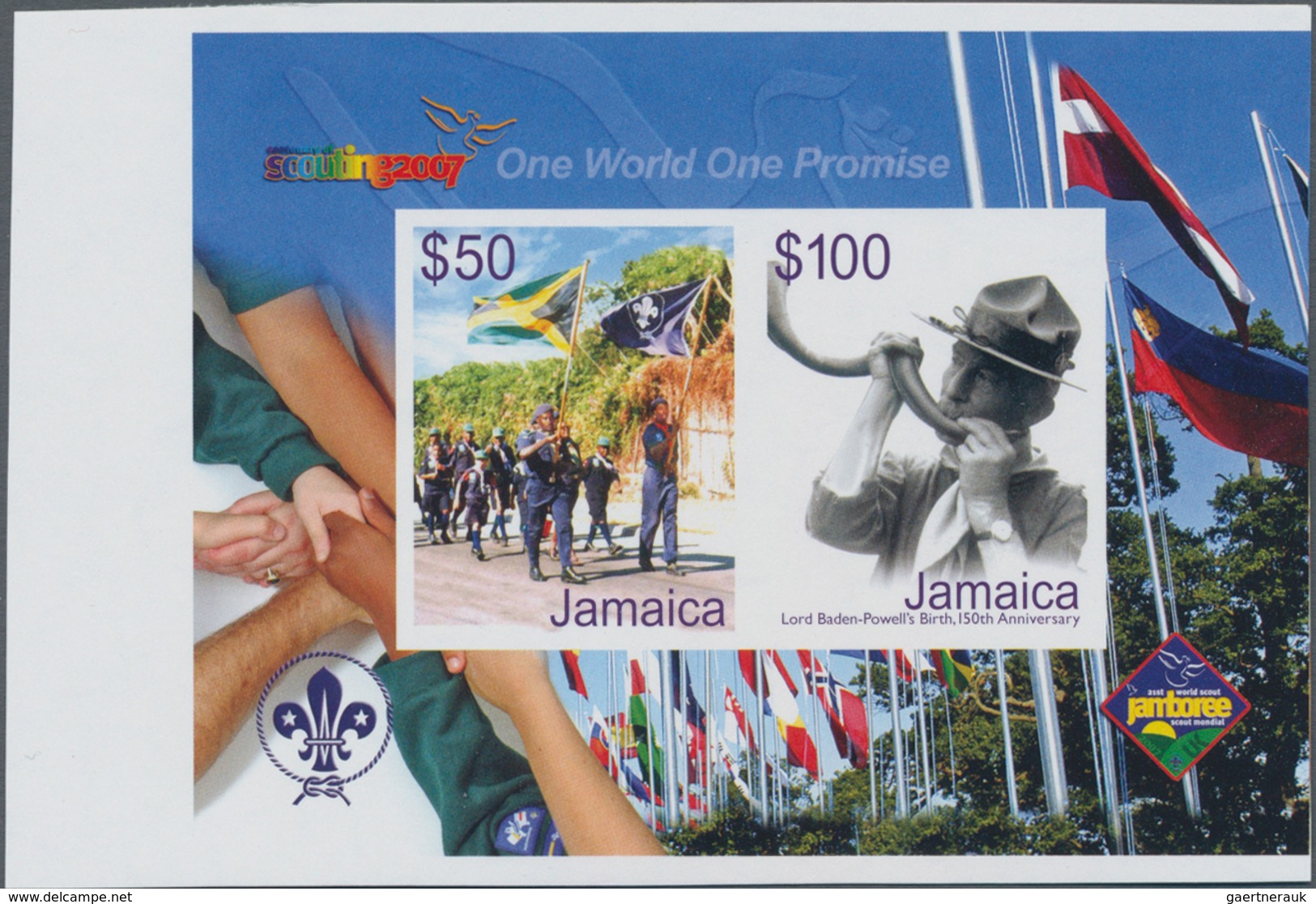 Jamaica: 2007, Centenary Of Scouting Complete Set Of Four In Horizontal IMPERFORATE Pairs From Lower - Giamaica (1962-...)