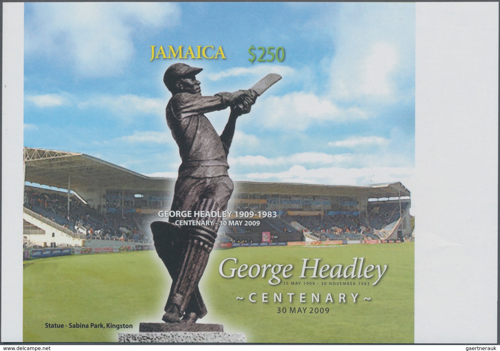 Jamaica: 2009, 100th Birthday Of George Headley (cricket Player) Complete Set Of Three In Horizontal - Jamaica (1962-...)