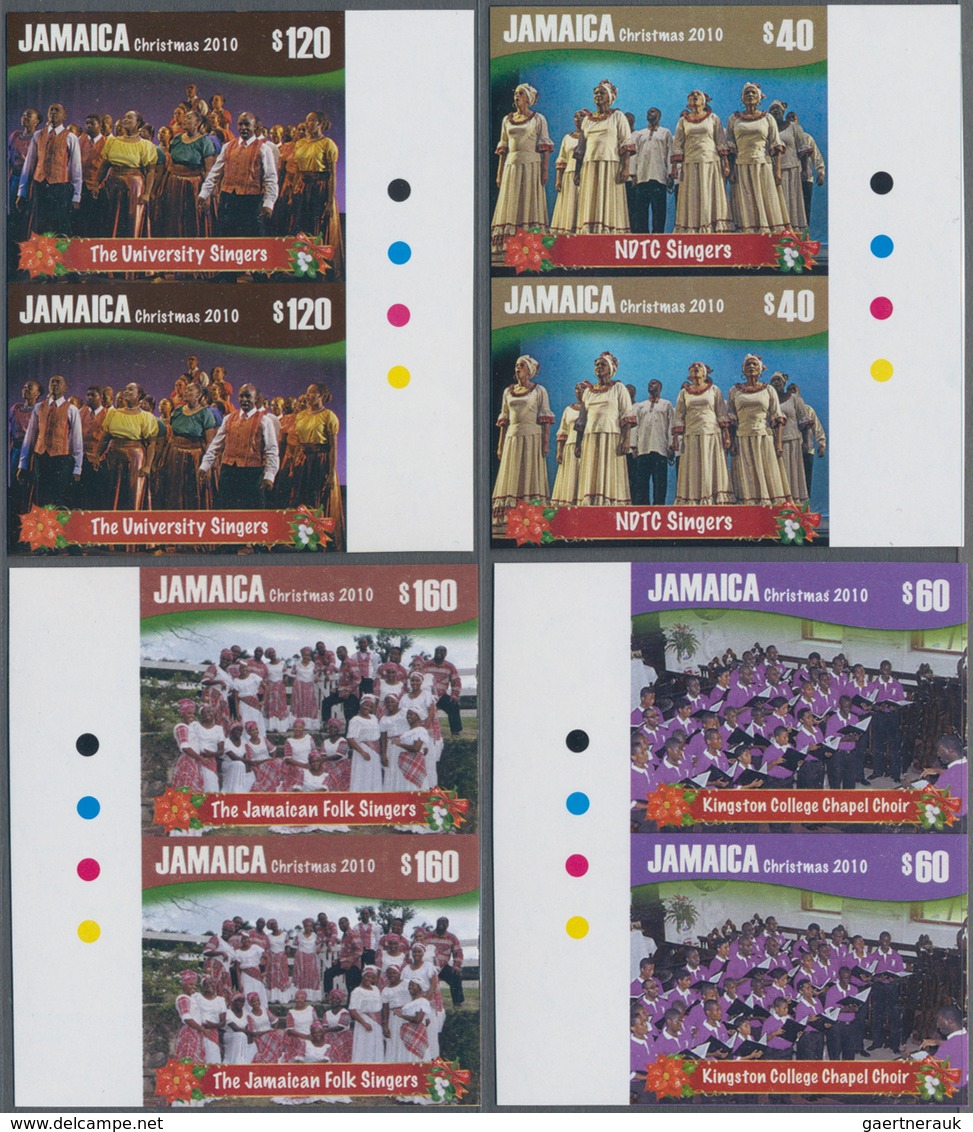 Jamaica: 2010, Christmas 'Gospel Choirs' Complete Set Of Four In Vertical IMPERFORATE Pairs From Rig - Jamaica (1962-...)