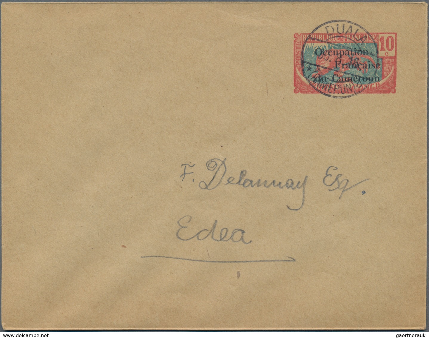 Kamerun: 1916, French Occupation, CTO-used Postal Stationery Envelope Of Middle-Congo With Black Sur - Kameroen (1960-...)