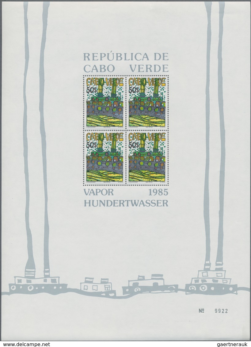 Kap Verde: 1985, Hundertwasser Souvenir Sheets, Mint Never Hinged (partly Some Fingerprints). Rare I - Cape Verde