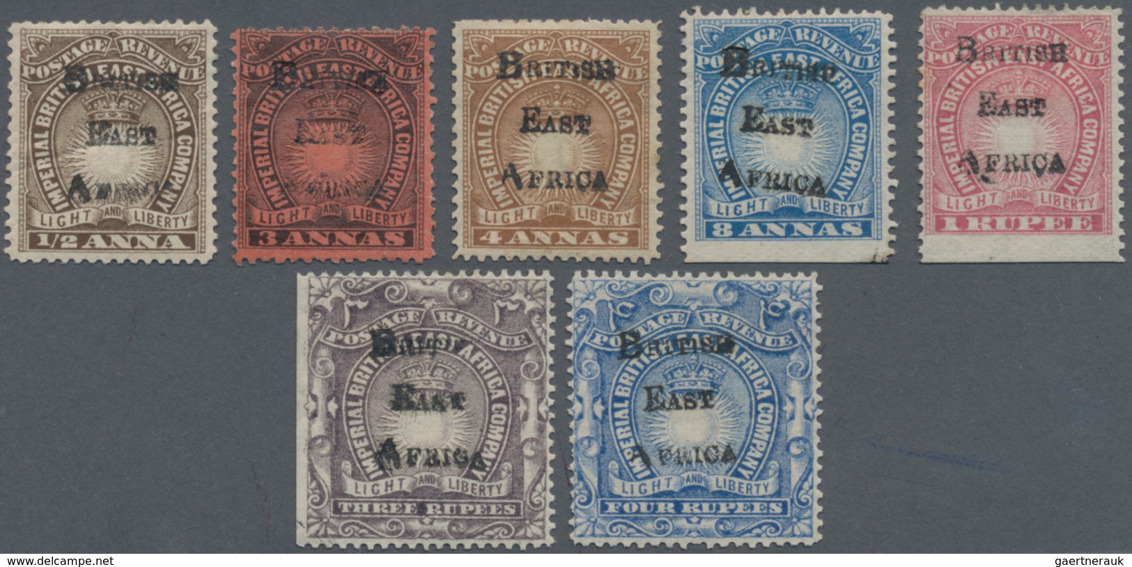 Kenia - Britisch Ostafrika: 1895, Stamps Of B.E.A. Company With Opt. 'BRITISH EAST AFRICA' Part Set - Britisch-Ostafrika